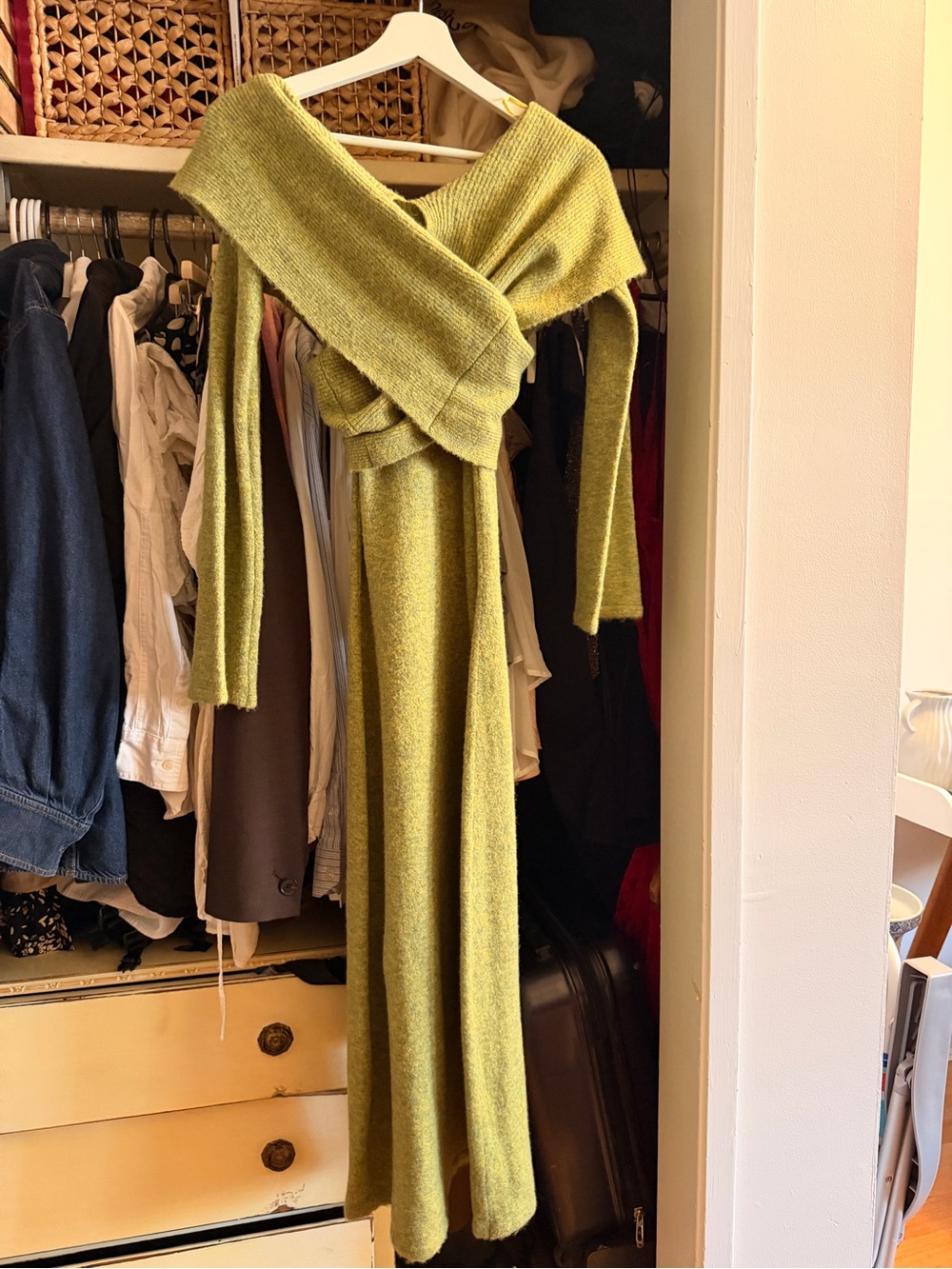 cult gaia Moss Green Off-Shoulder Knit Dress - Picture 3 of 3